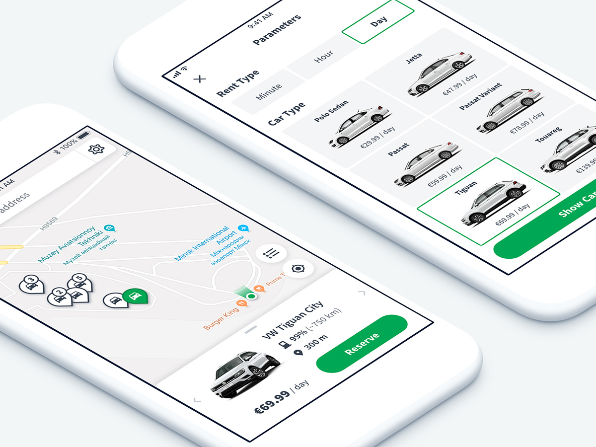 Carsharing Service – UI/UX Design for Mobile App